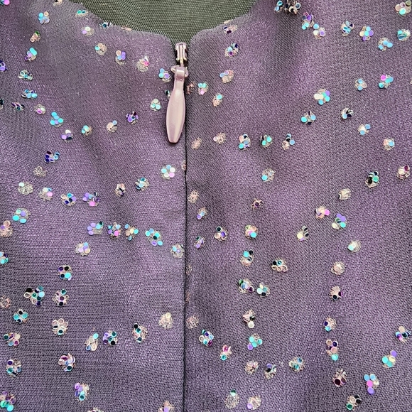 REGGIO Dress Vintage Gown Beaded Purple Maxi Colorful Rhinestone Covered Fabric - Picture 12 of 13